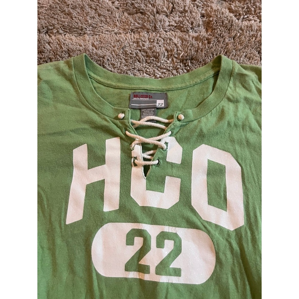 Vintage Hollister Y2K Logo Graphic Tee Green